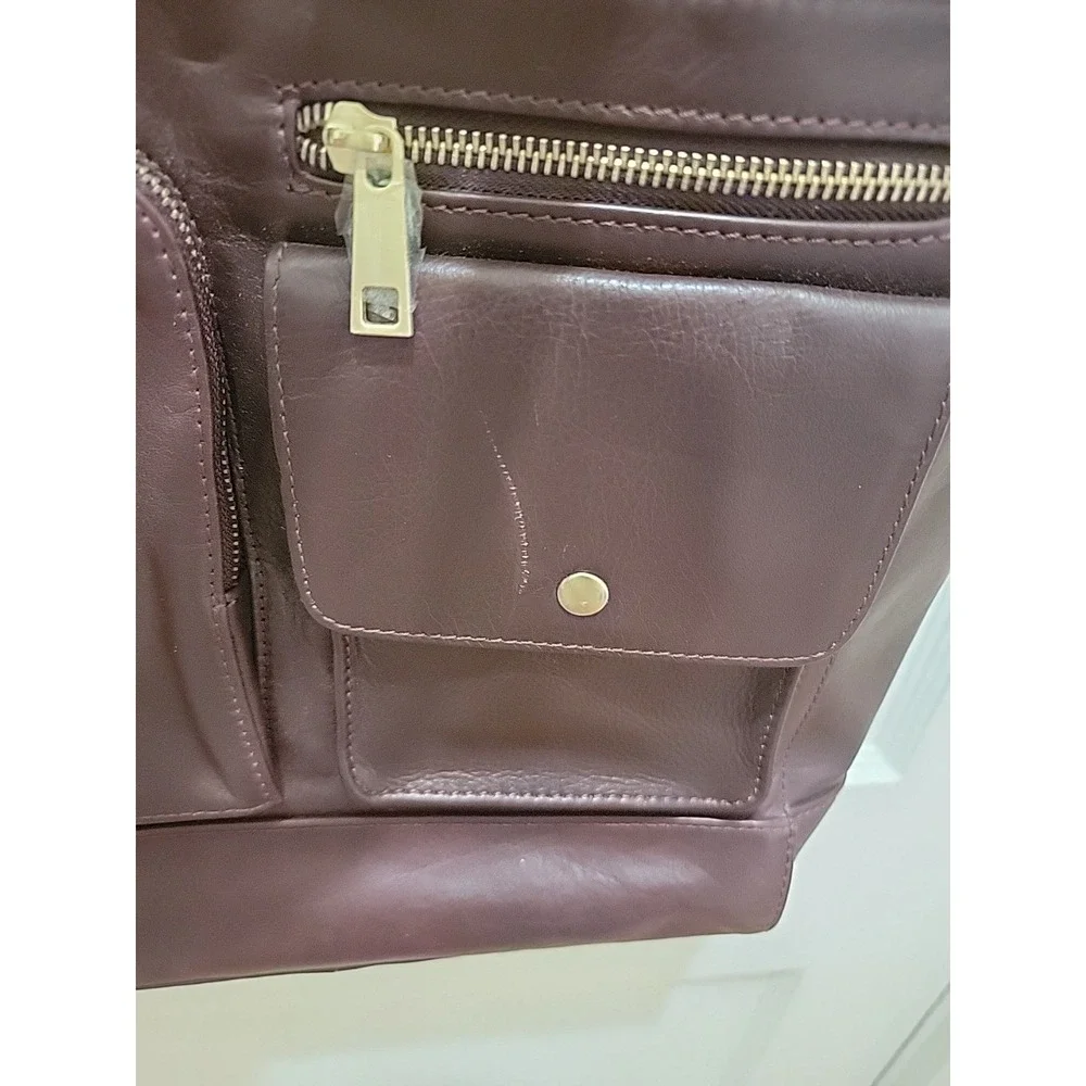 Authentic RACHEL ROY burgundy leather Medium laptop tote bag purse EUC